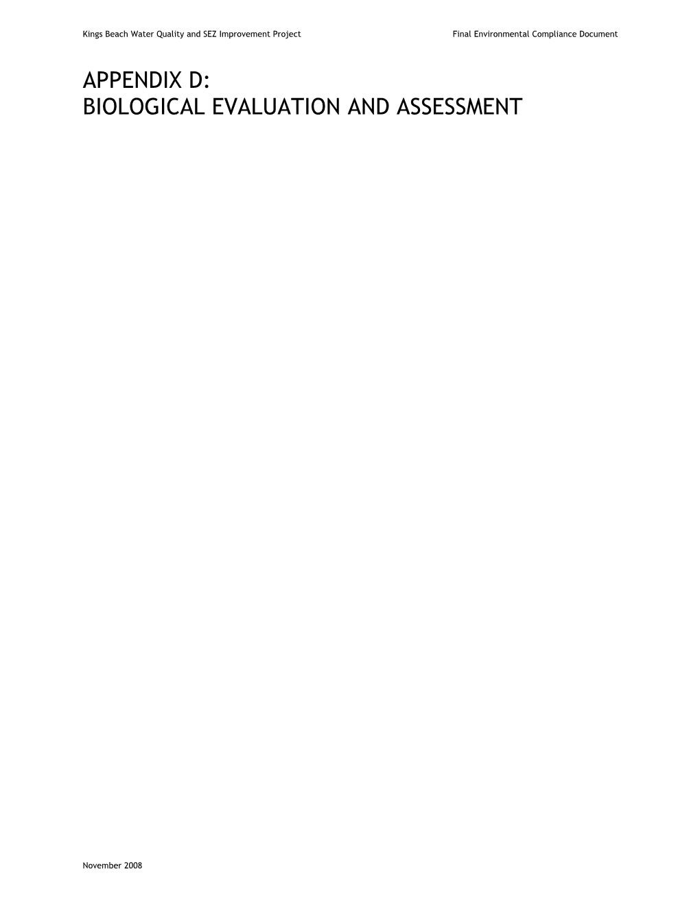 Appendix D Biological Evaluation and Assessment (PDF)