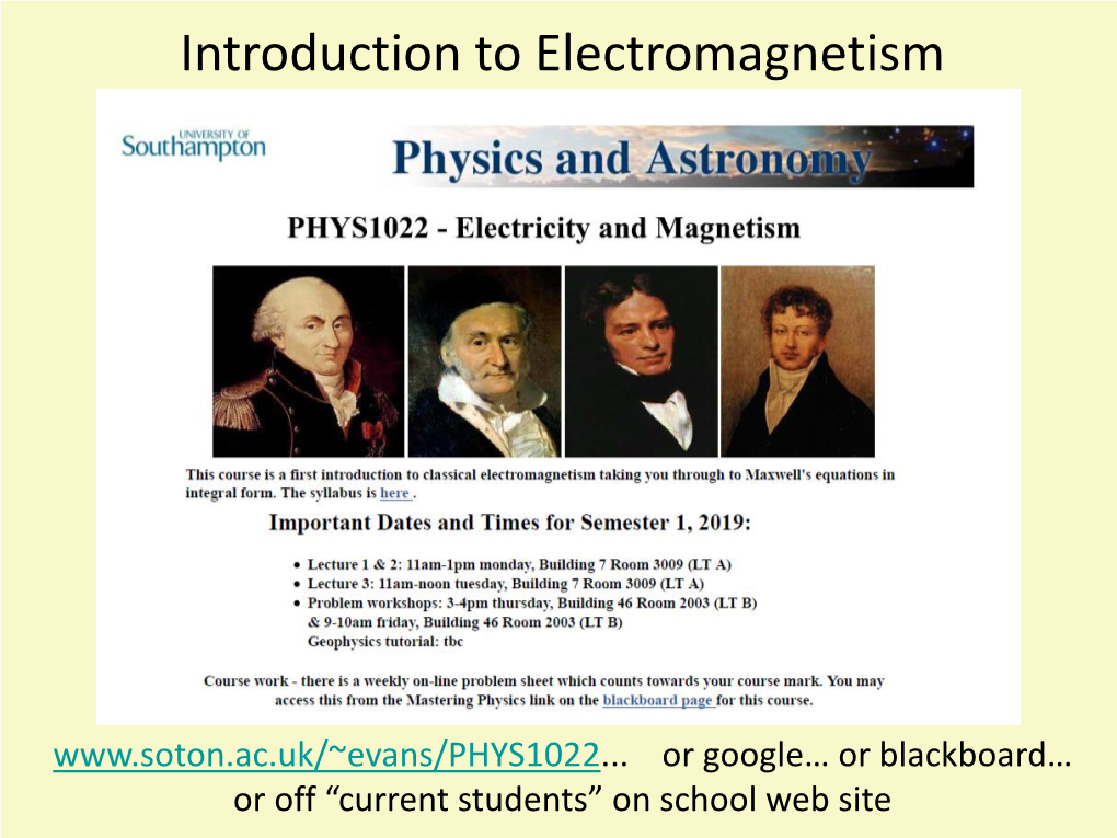 Introduction to Electromagnetism