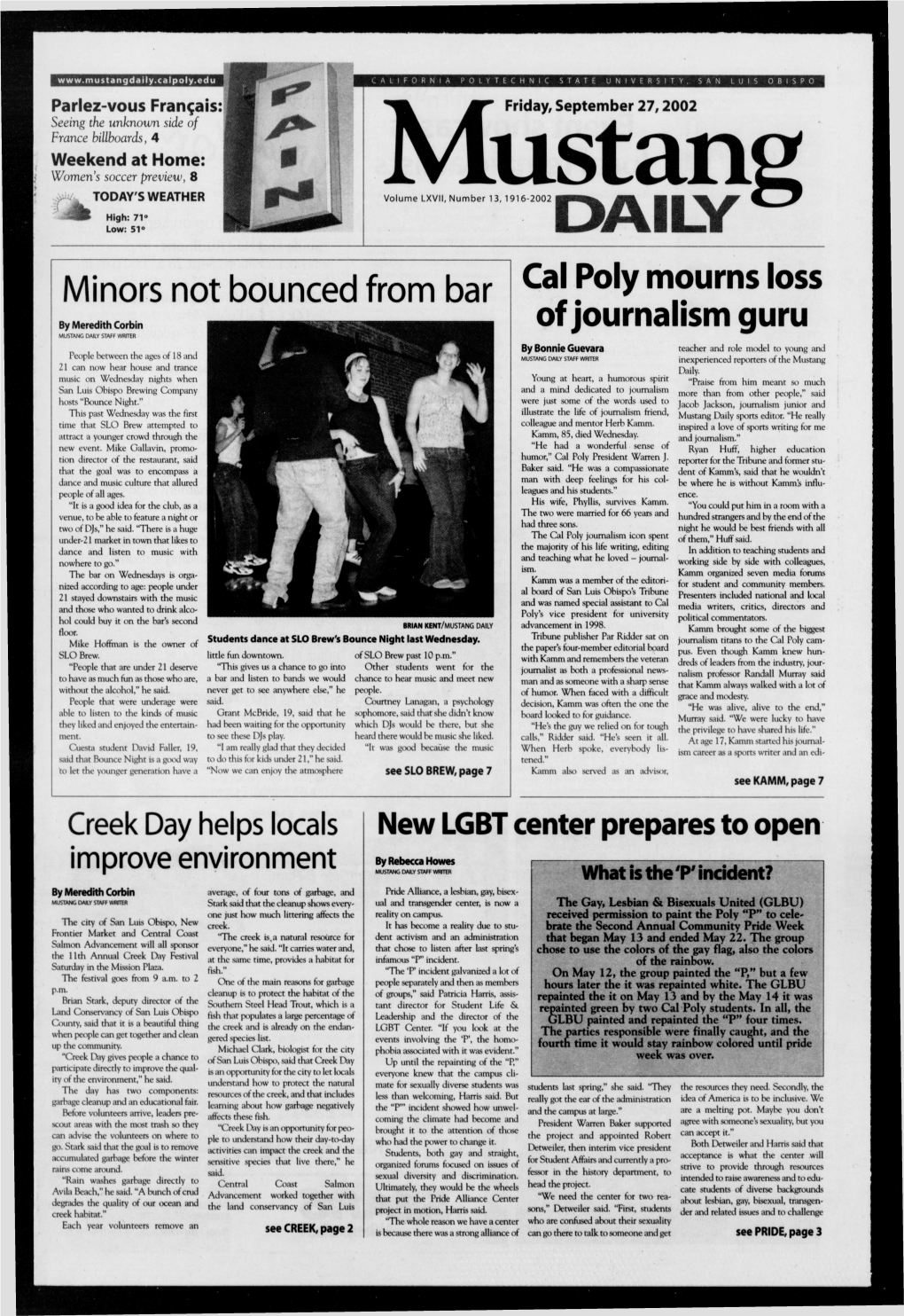 Mustang Daily, September 27, 2002