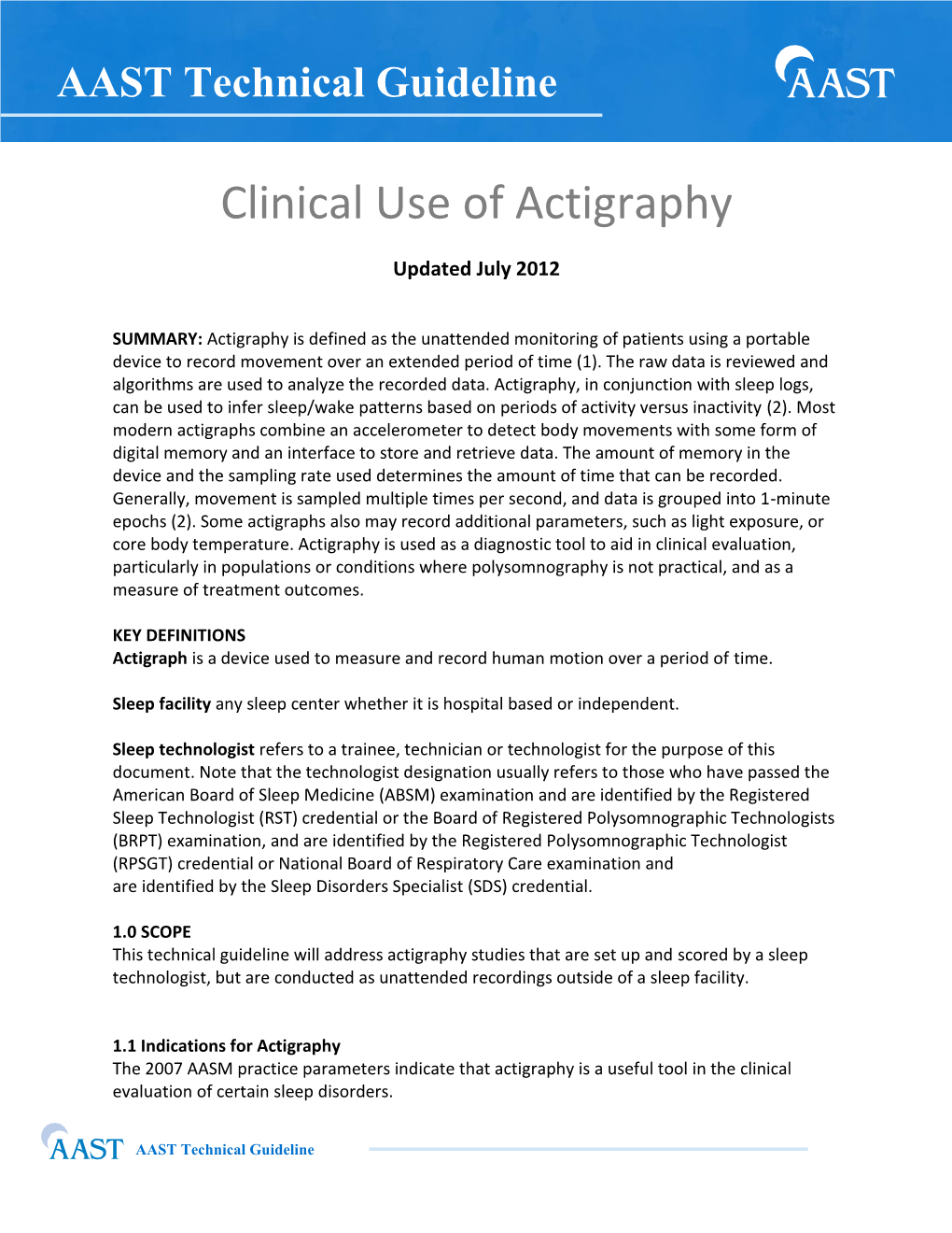 Clinical Use of Actigraphy