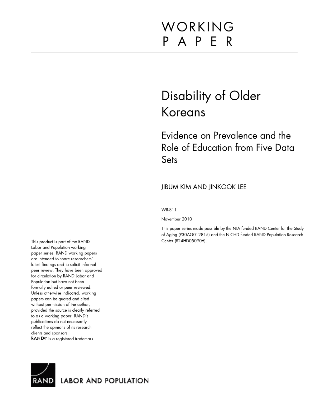 Disability of Older Koreans