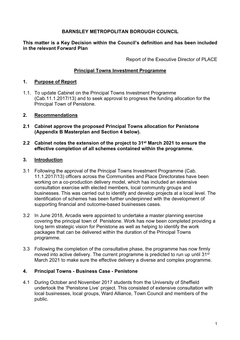 Principal Towns Investment Programme