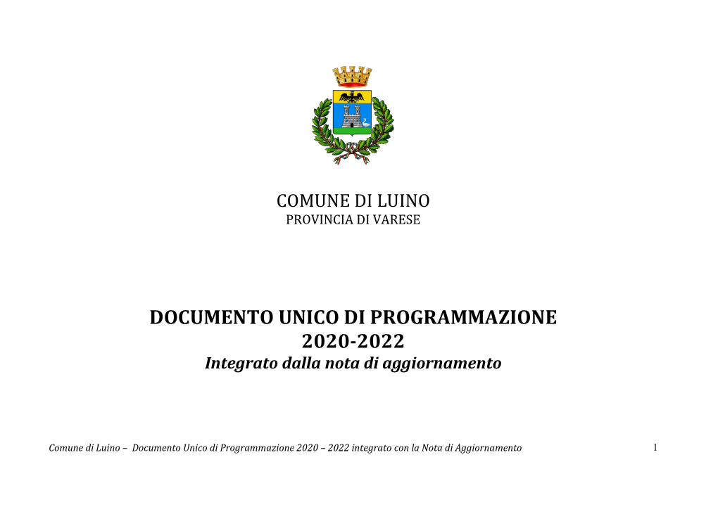 DOCUMENTO UNICO DI PROGRAMMAZIONE 2020-2022 Integrato Dalla Nota Di Aggiornamento