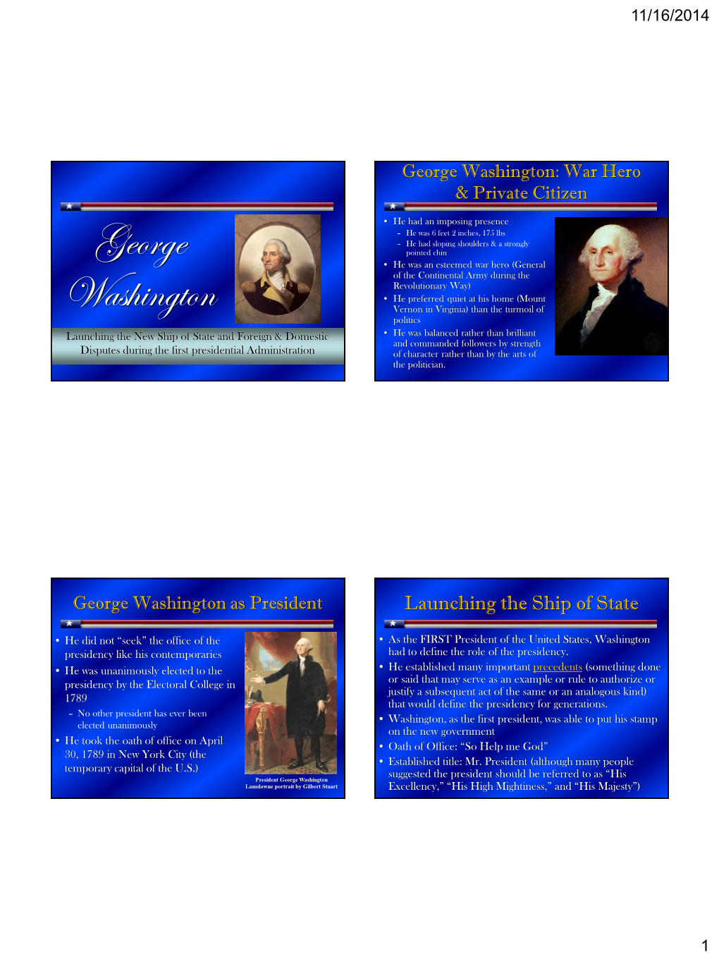 The Presidency of George Washington