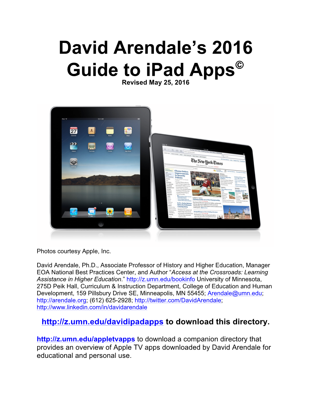 David Arendale's 2016 Guide to Ipad Apps©