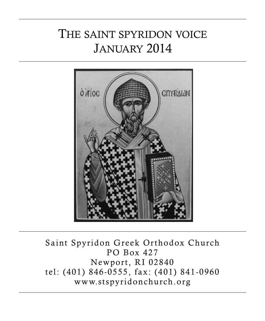 The Saint Spyridon Voice January 2014