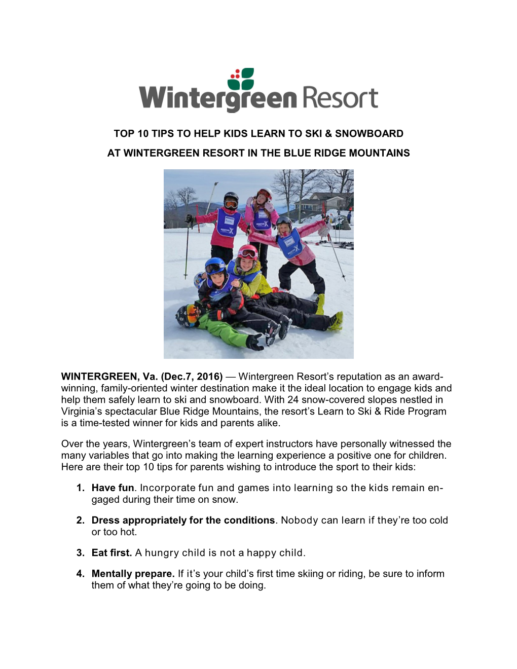 Top 10 Tips to Help Kids Learn to Ski & Snowboard at Wintergreen