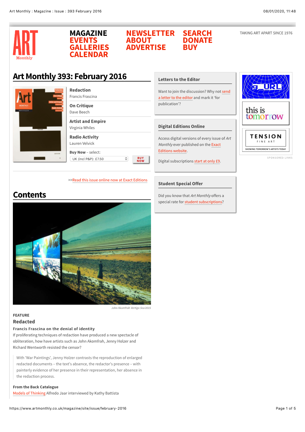 Art Monthly : Magazine : Issue : 393 February 2016 08/01/2020, 11:48