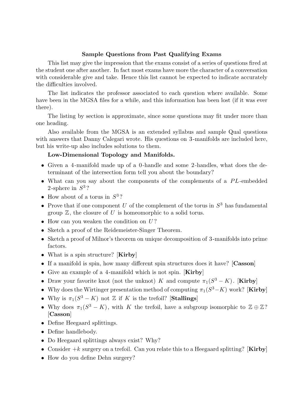 Manifolds Are Included Here, but His Write-Up Also Includes Solutions to Them