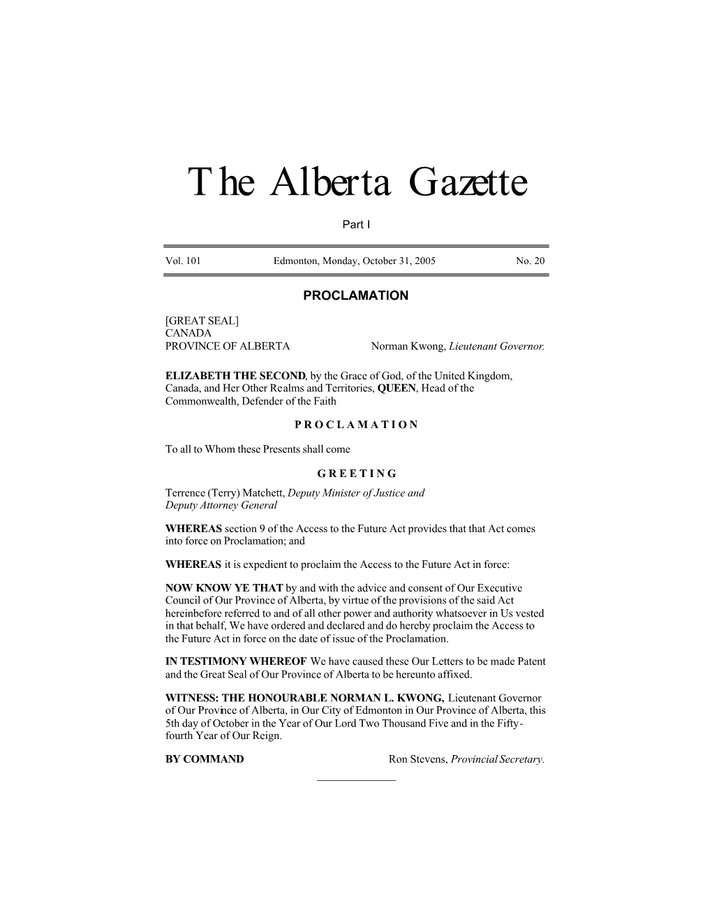 The Alberta Gazette