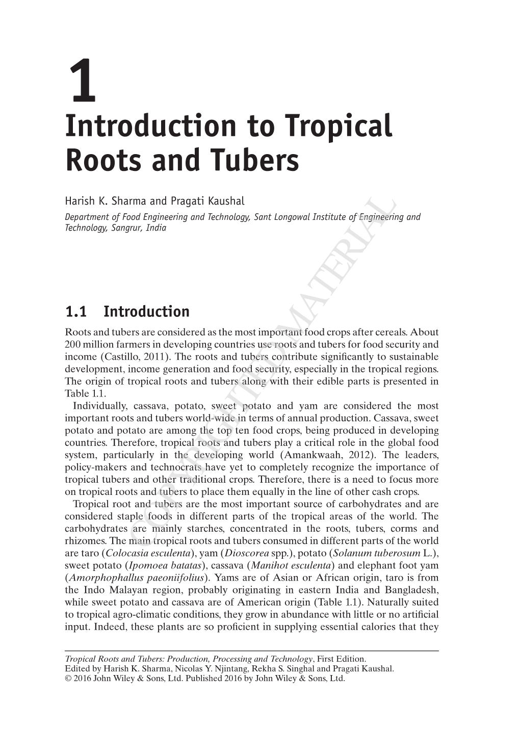 Introduction to Tropical Roots and Tubers