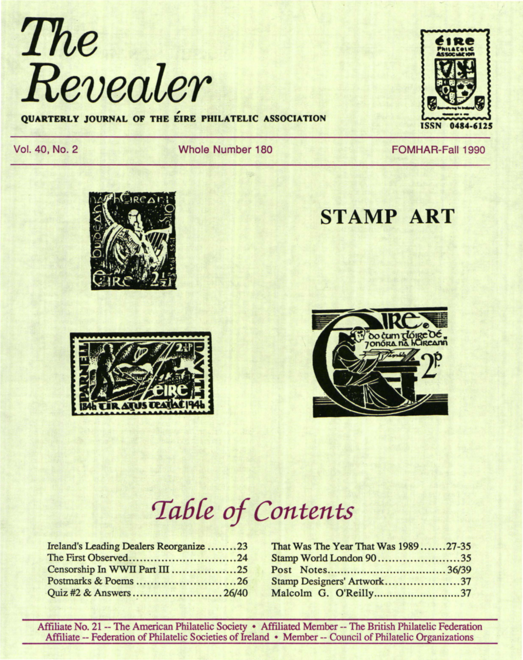 The Revealer , QUARTERLY JOURNAL of the EIRE PHILATELIC ASSOCIATION -··- ISSN 0484-6125