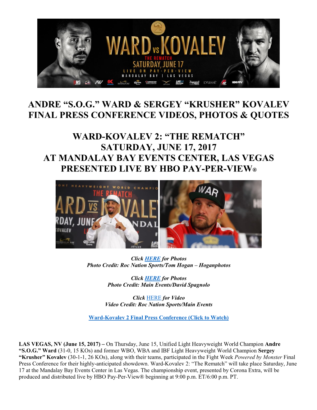 Andre “S.O.G.” Ward & Sergey “Krusher” Kovalev Final