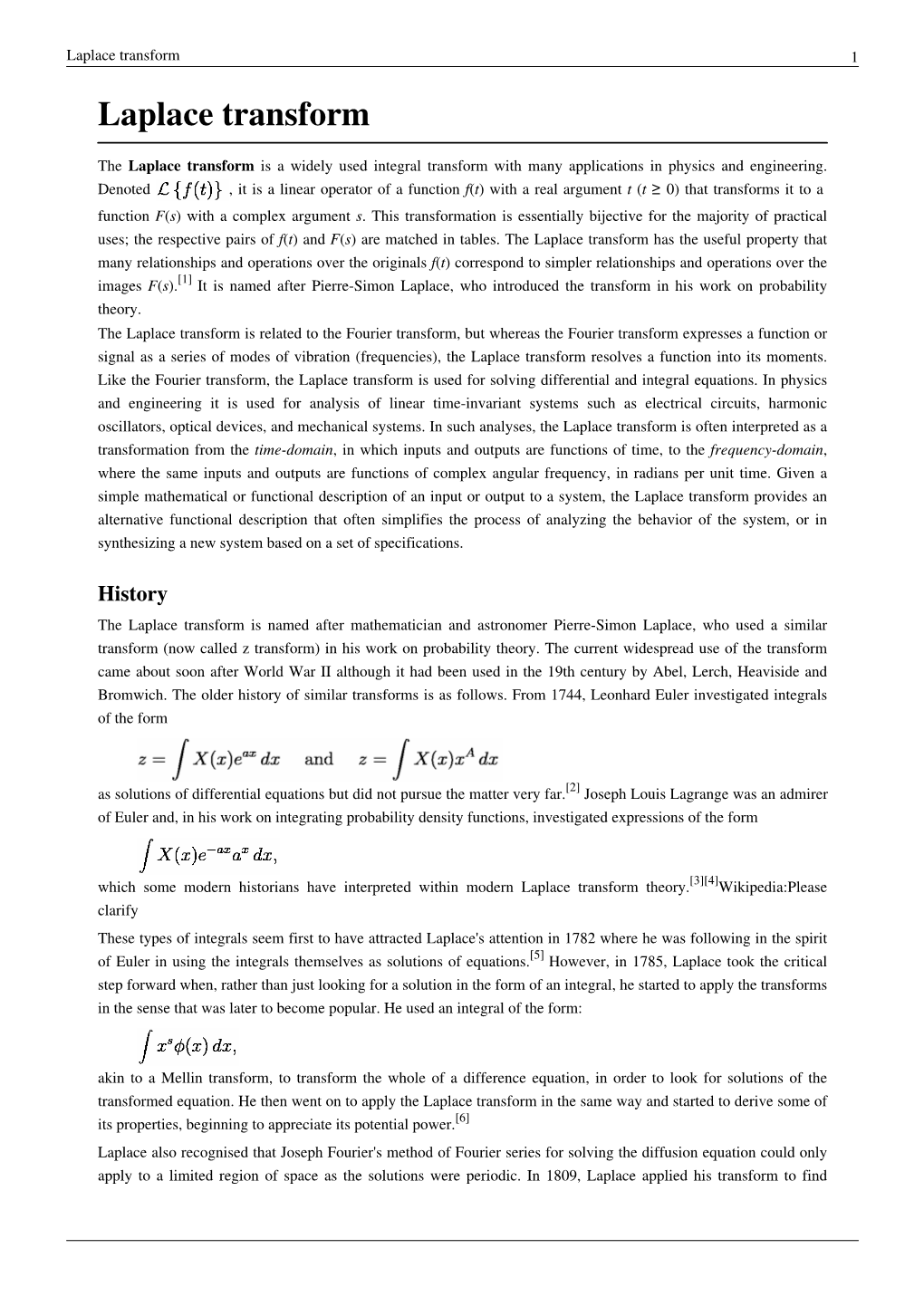 Laplace Transform 1 Laplace Transform