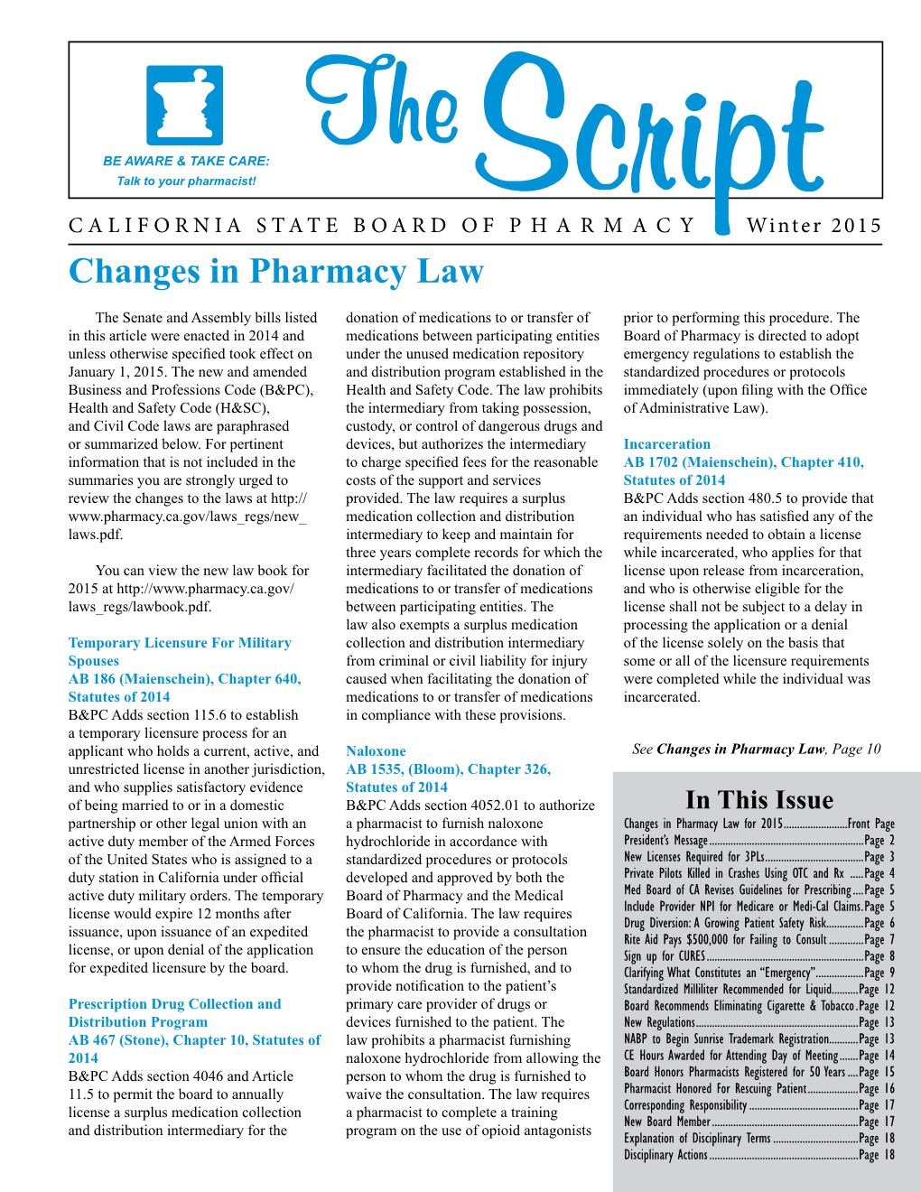 Winter 2015 Edition of the Script