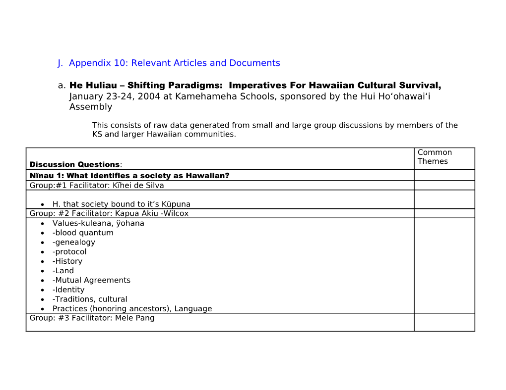 J. Appendix 10: Relevant Articles and Documents