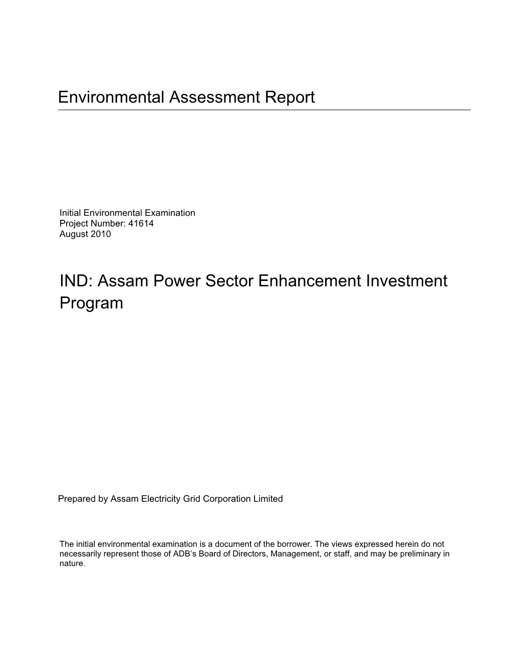 IND: Assam Power Sector Enhancement Investment Program