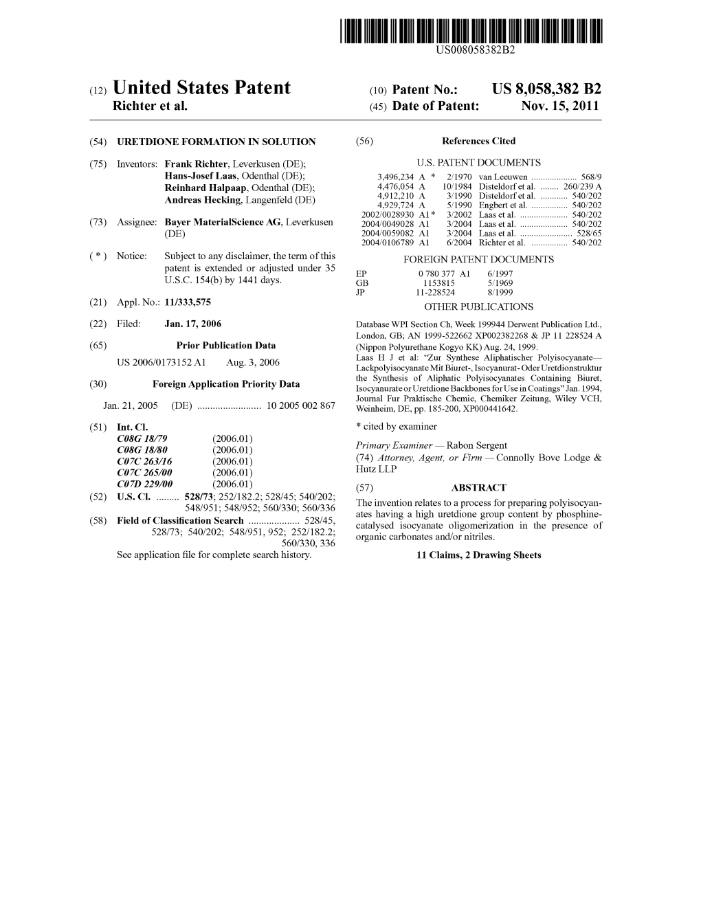 (12) United States Patent (10) Patent No.: US 8,058,382 B2 Richter Et Al