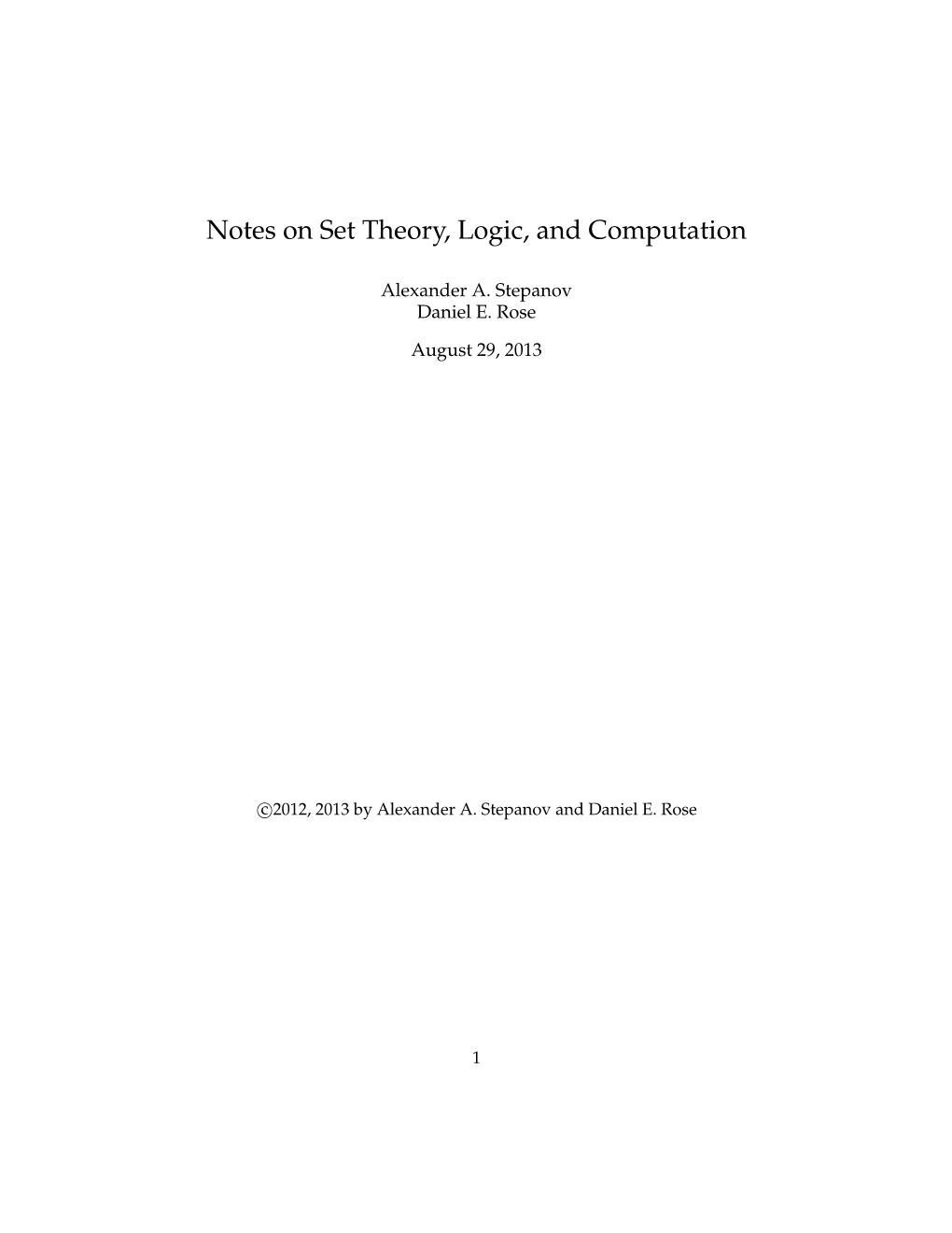 Notes on Set Theory, Logic, and Computation