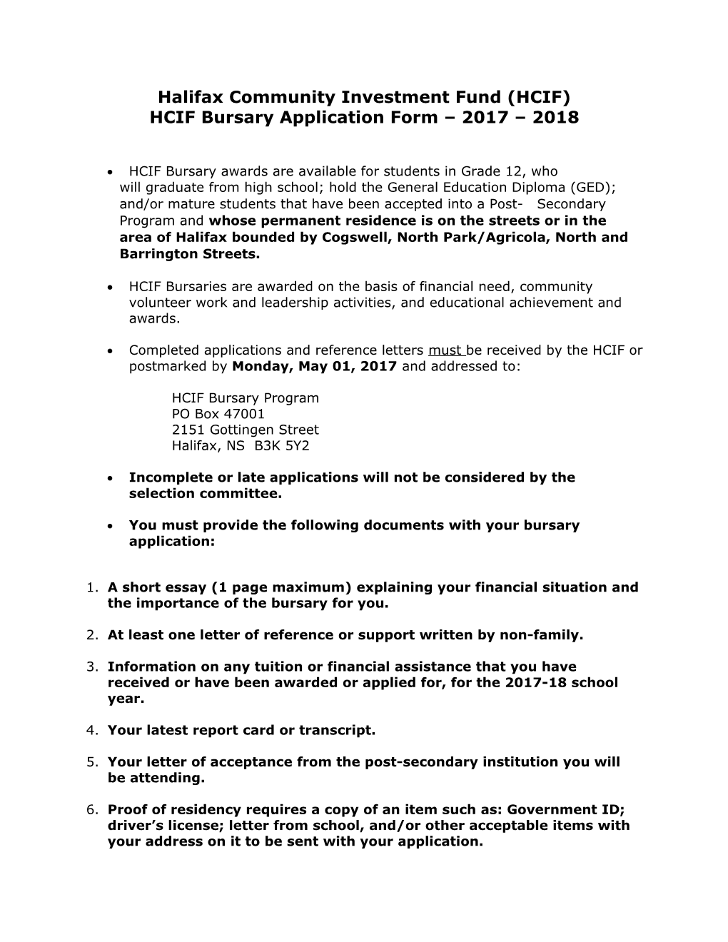 Halifax Community Investment Fund (HCIF)