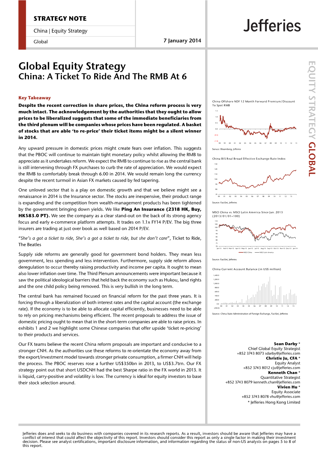 Global Equity Strategy China: a Ticket to Ride and the RMB at 6