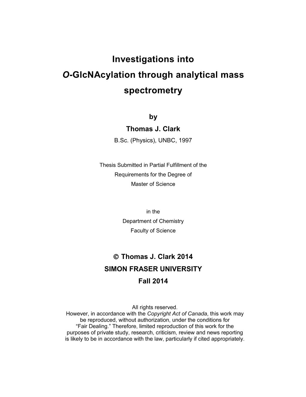 O-Glcnacylation Through Analytical Mass Spectrometry