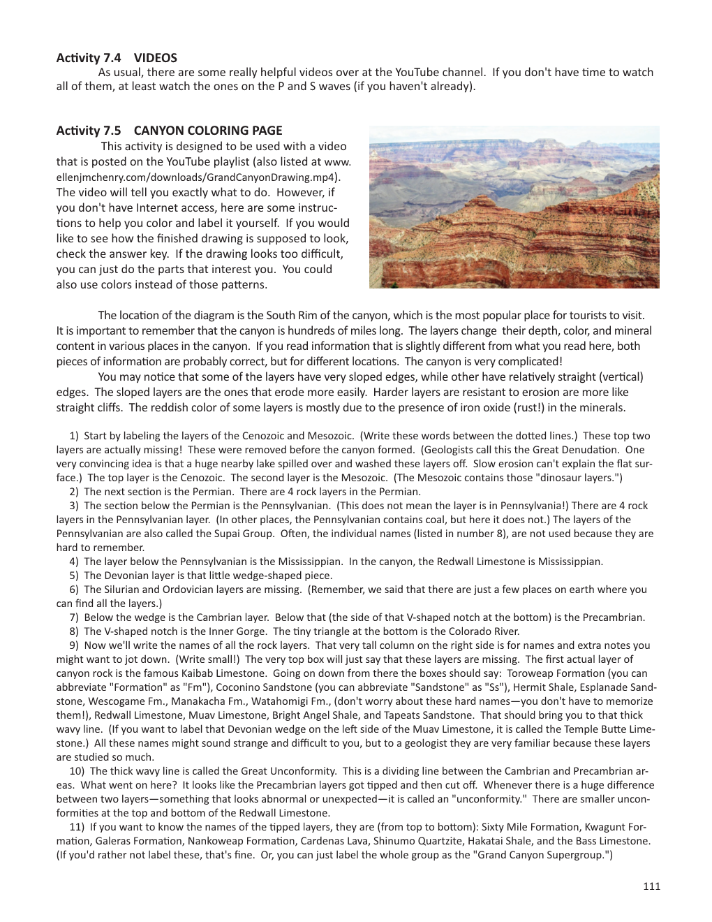 Grand Canyon Geological Layers Coloring Page