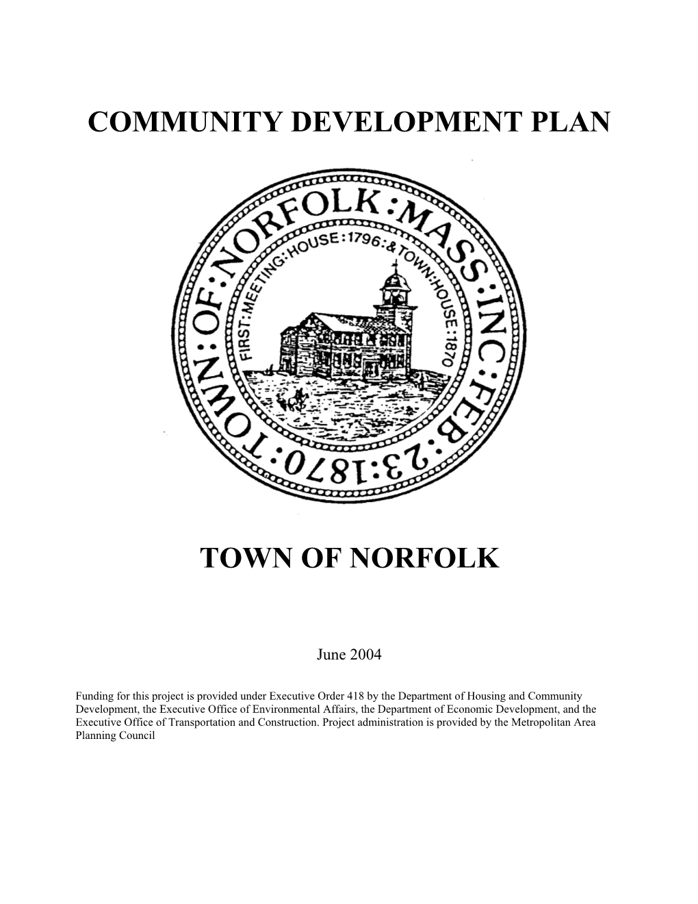 Community Development Plan Town of Norfolk