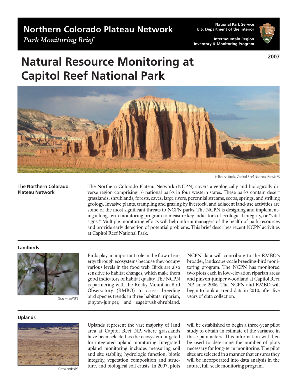 Natural Resource Monitoring at Capitol Reef National Park