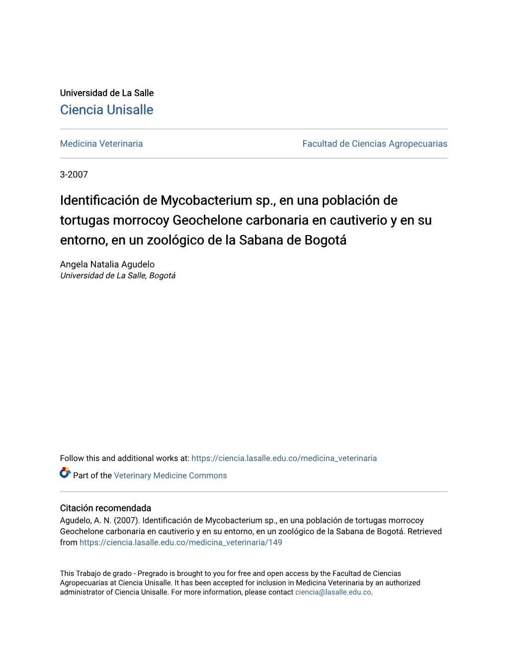 Identificación De Mycobacterium Sp., En Una Población