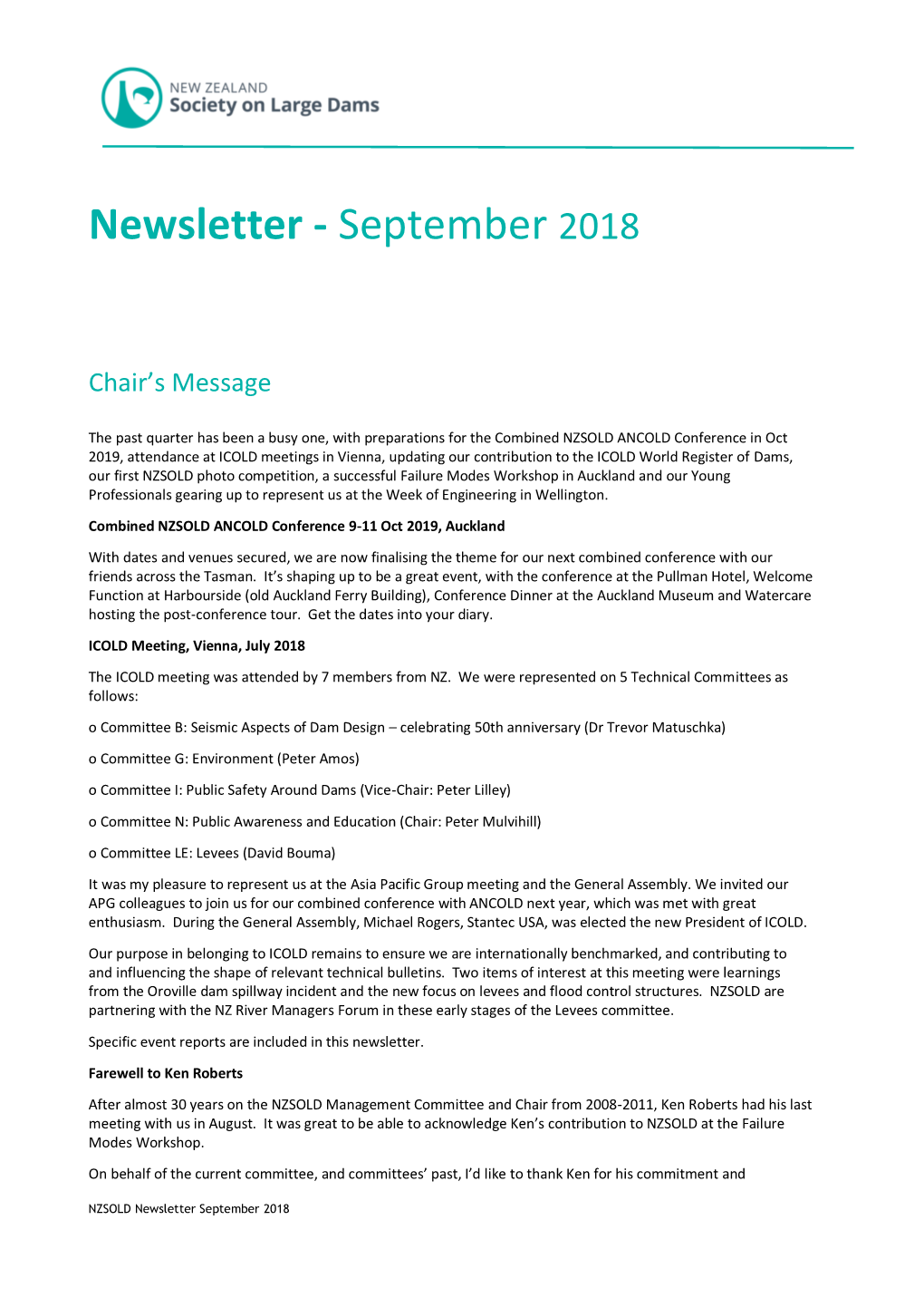 NZSOLD September 2018 Newsletter