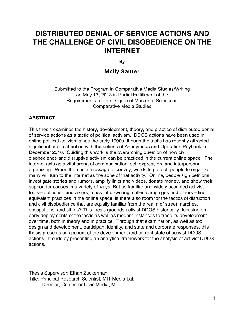 Sauter DDOS Activism Thesis May 2013