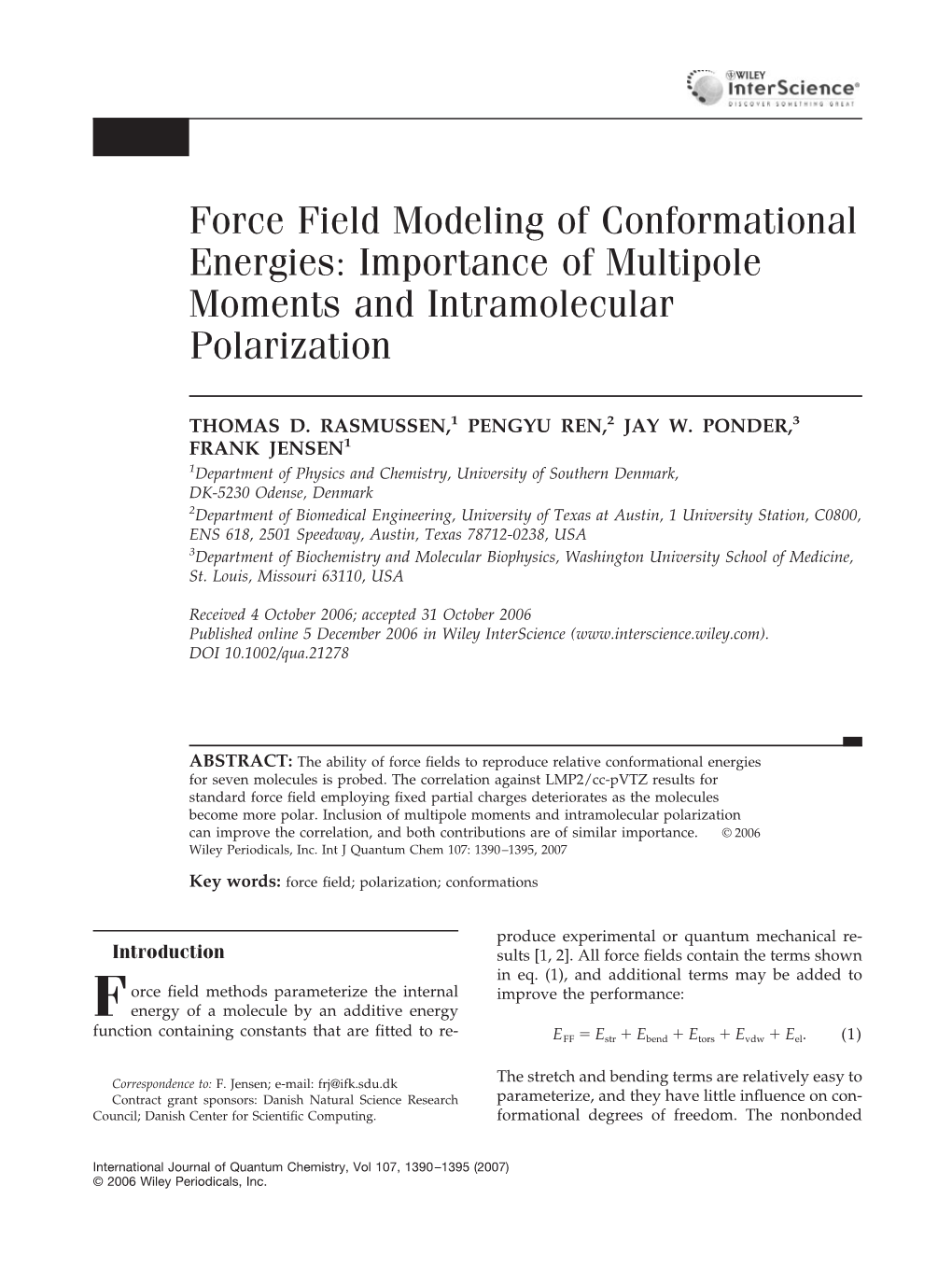 Force Field Modeling of Conformational Energies: Importance of Multipole Moments and Intramolecular Polarization