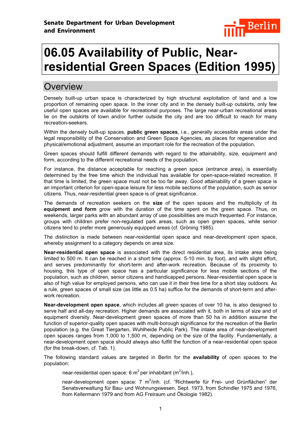 06.05 Availability of Public, Near-Residential Green Spaces