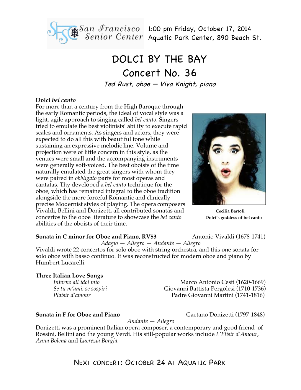 DOLCI by the BAY Concert No. 36 Ted Rust, Oboe — Viva Knight, Piano