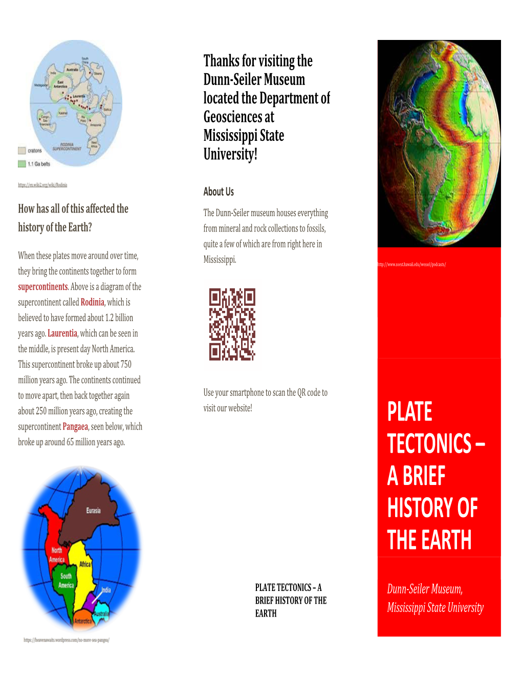 PLATE TECTONICS – a Dunn‐Seiler Museum, BRIEF HISTORY of the EARTH Mississippi State University