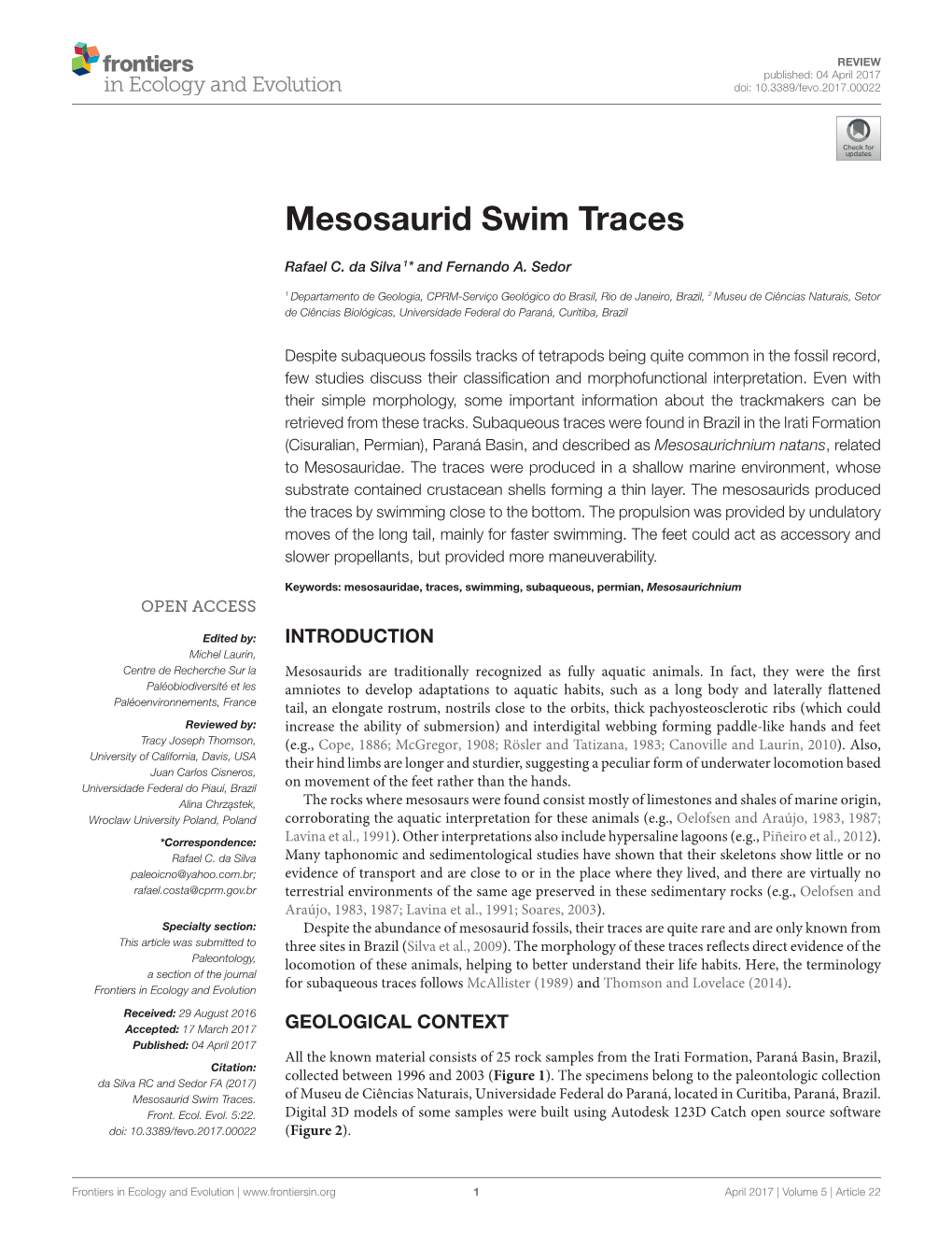 Mesosaurid Swim Traces