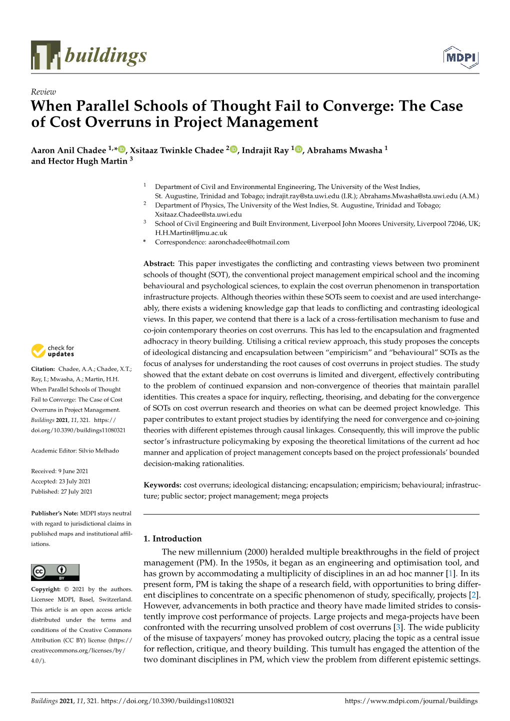 The Case of Cost Overruns in Project Management