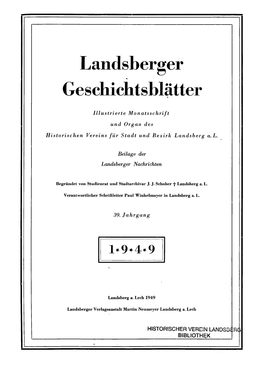 Landsberger Geschichtsblätter