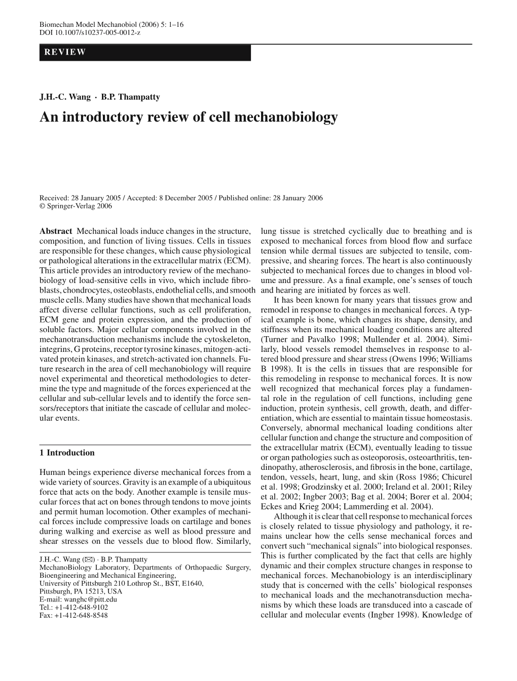 An Introductory Review of Cell Mechanobiology