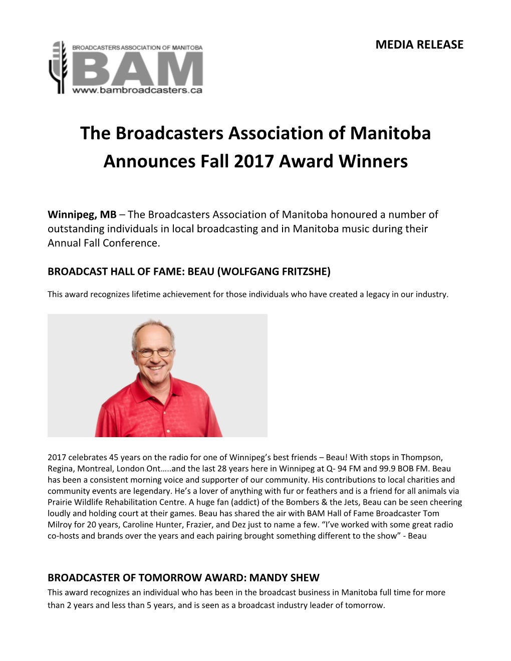 BAM Media Release Fall 2017