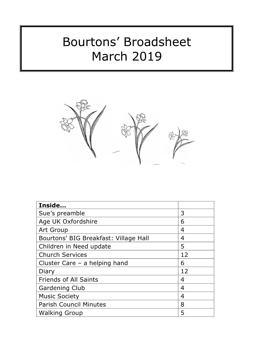 Bourtons' Broadsheet March 2019