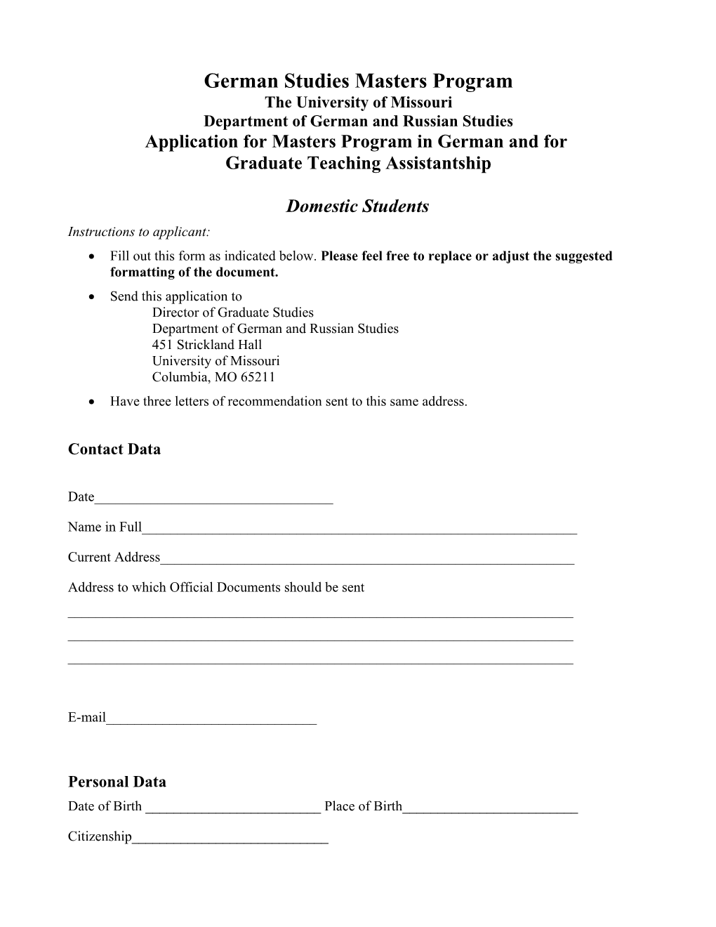 German Masters Program