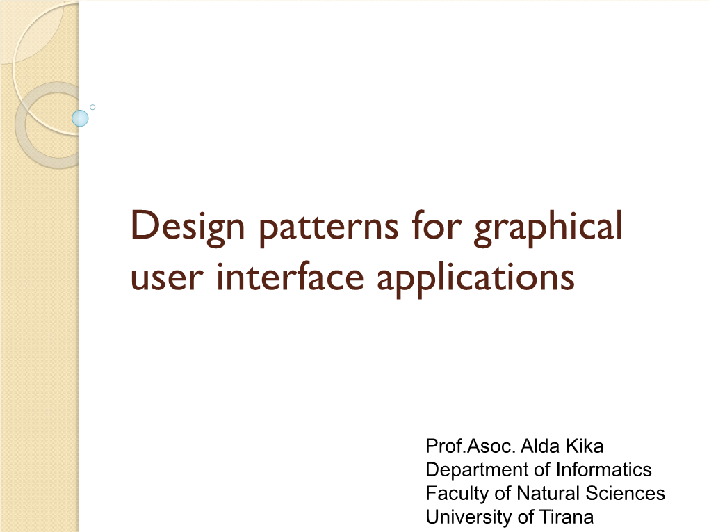 Design Patterns and Graphical User Interfaces