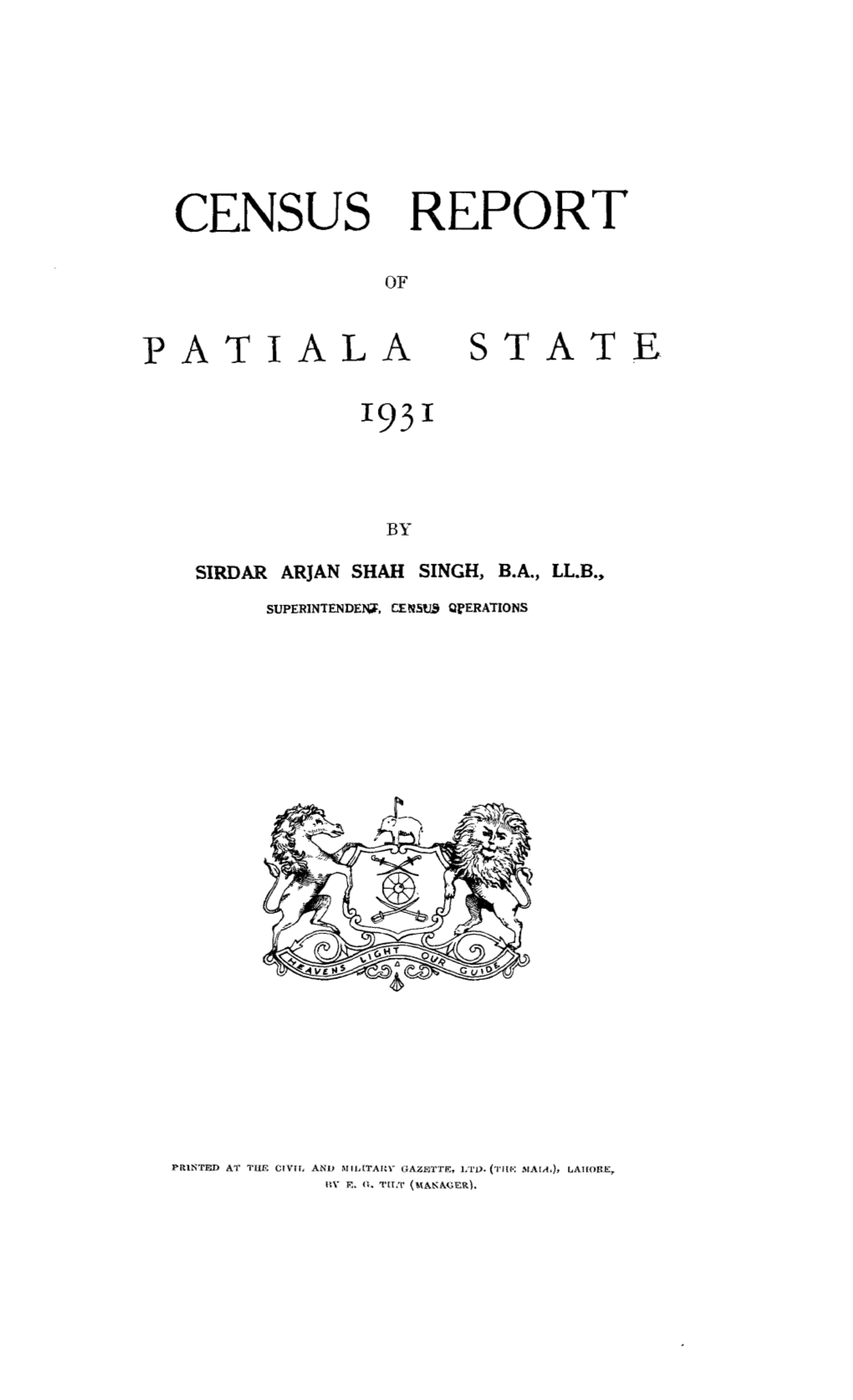 Census Report of Patiala State