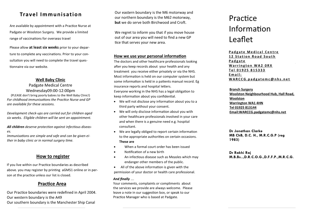 Practice Information Leaflet