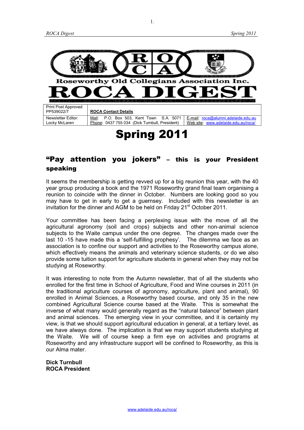 ROCA Digest Spring 2011