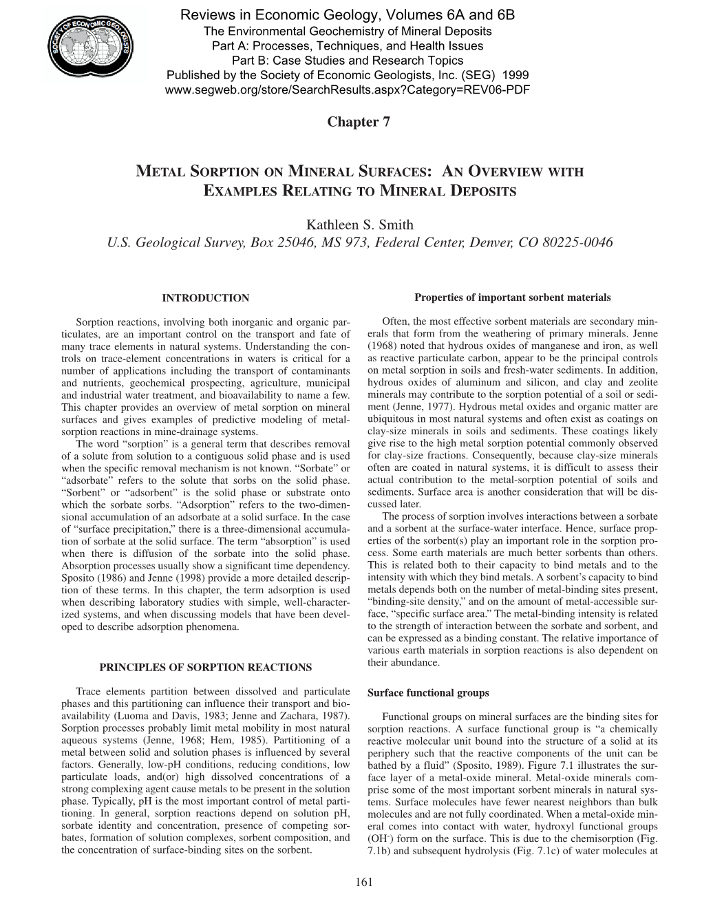 Metal Sorption on Mineral Surfaces: an Overview with Examples Relating to Mineral Deposits