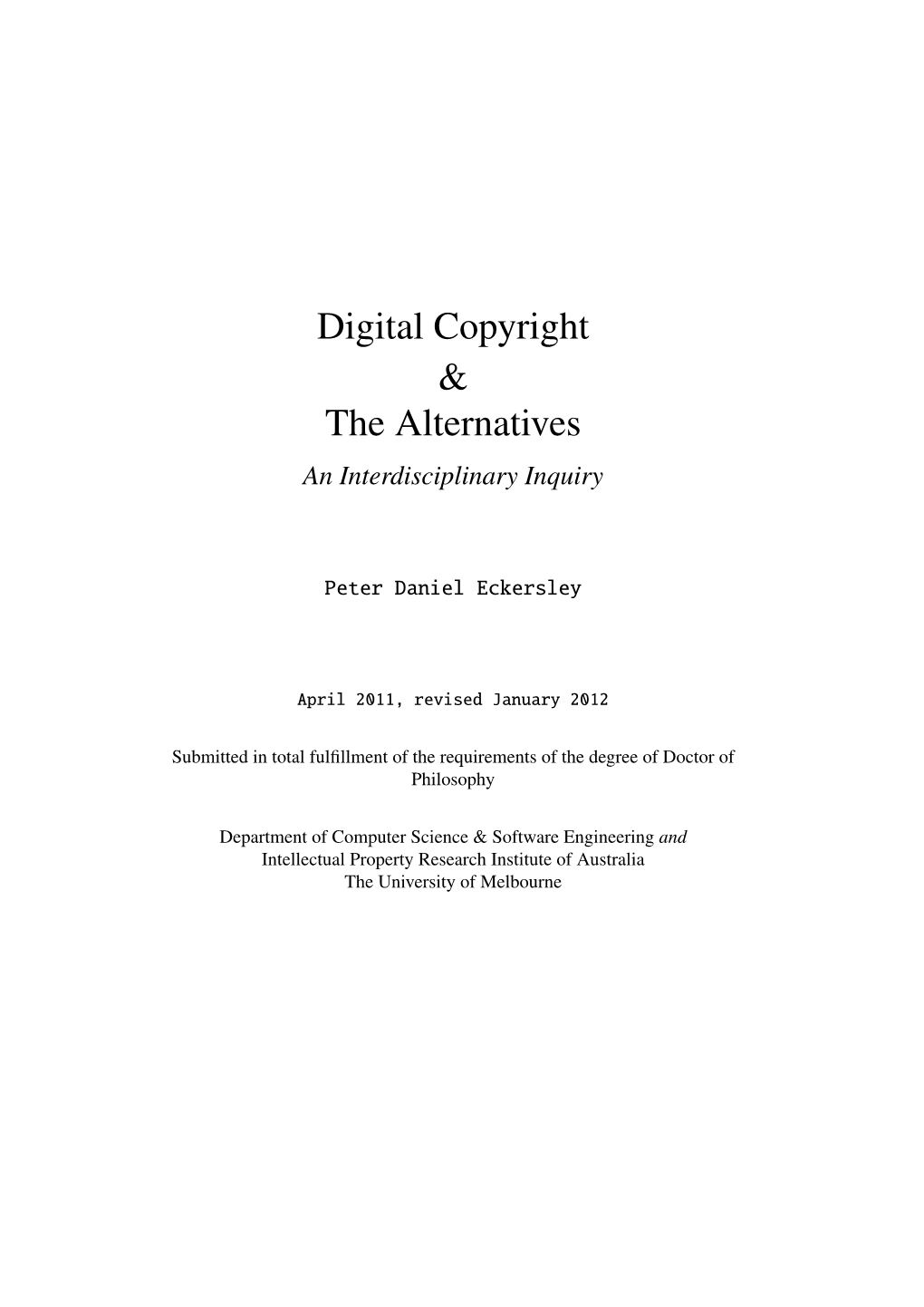 Digital Copyright & the Alternatives