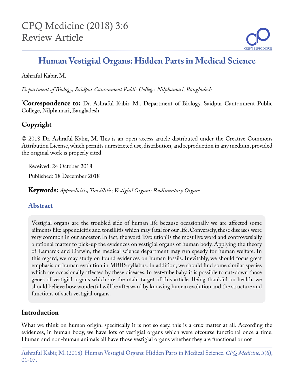 Human Vestigial Organs: Hidden Parts in Medical Science